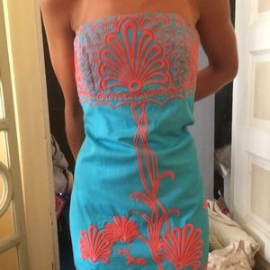 Lilly Pulitzer strapless dress. Offers welcomed